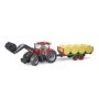 Bruder tractor Case IH Optum 300 CVX cu incarcator frontal si remorca transport cu 8 baloti
